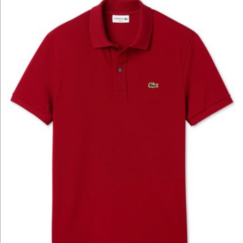 Lacoste men short sleeve polo in dark berry red